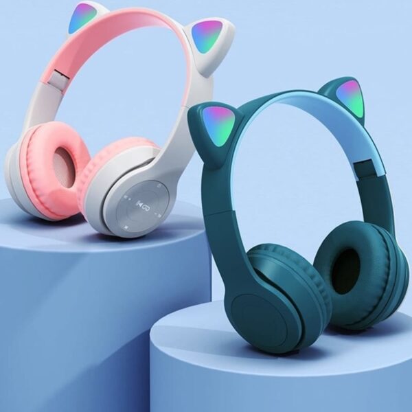 Fone de Ouvido Bluetooth Gatinho Infantil LED - Image 2