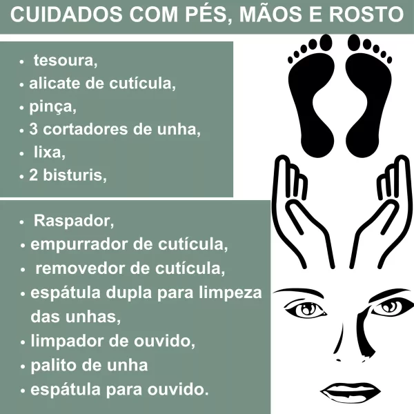 Kit Manicure e Pedicure 16 Peças com Bolsa Dobrável - Image 2
