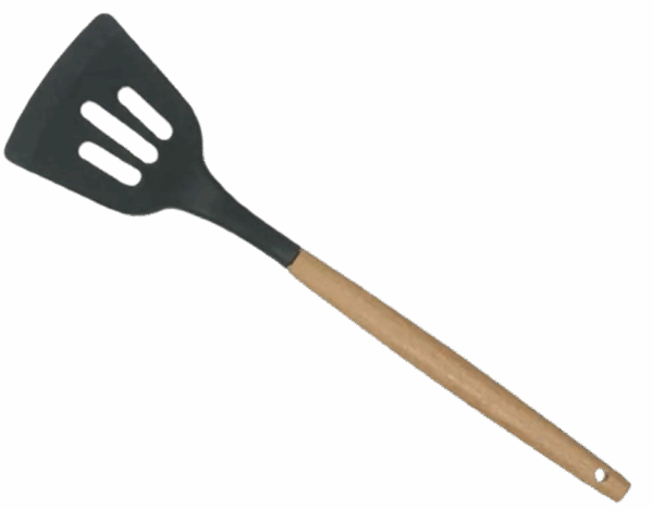 Espátula de Silicone Vazada Cabo Madeira 31CM
