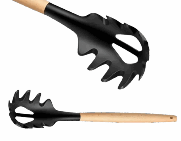 Pegador de Macarrão de Silicone Cabo Madeira 30CM